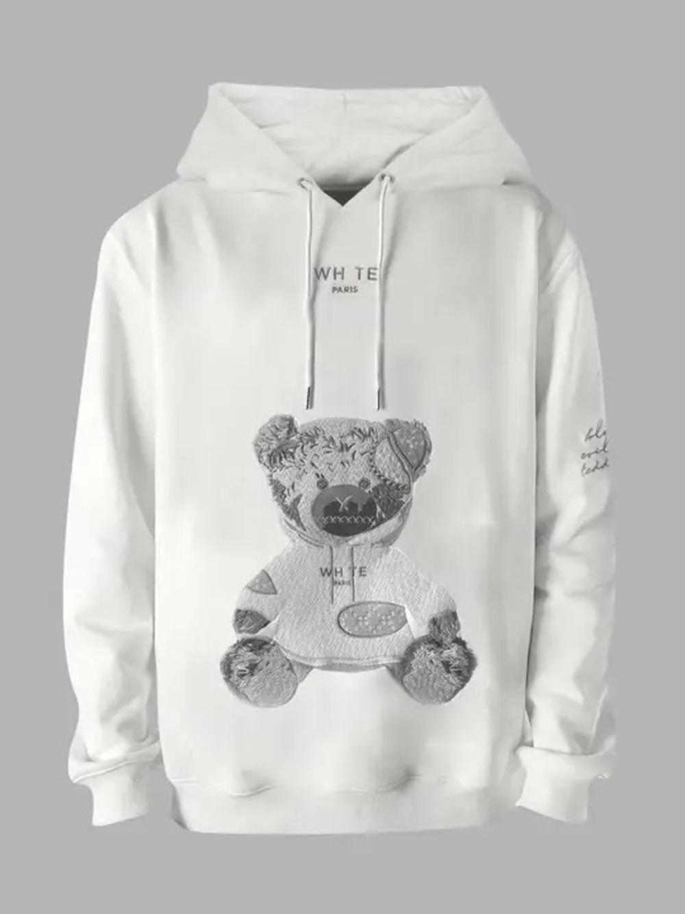 WHIT White Crewneck Hoodie with Teddy Graphic - WHIT